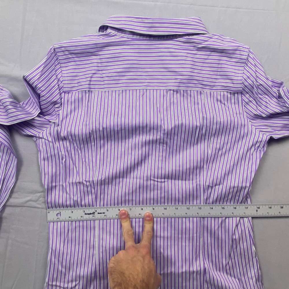 Brooks Brothers Womens Purple Striped Non-Iron Fitted Stretch Shirt Size 10 - Picture 10 of 16